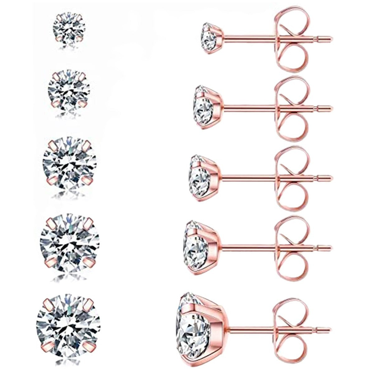 Women's Stainless Steel Zircon One-piece Diamond Titanium Small Stud Earrings