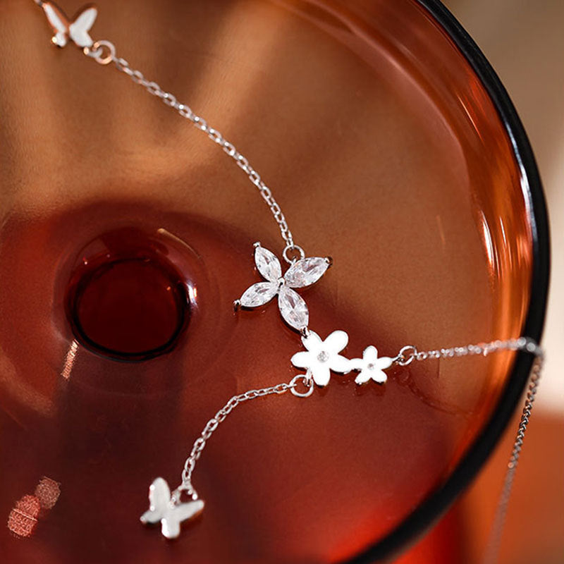 Rhinestone Butterfly Simple Versatile Mori Clavicle Necklace