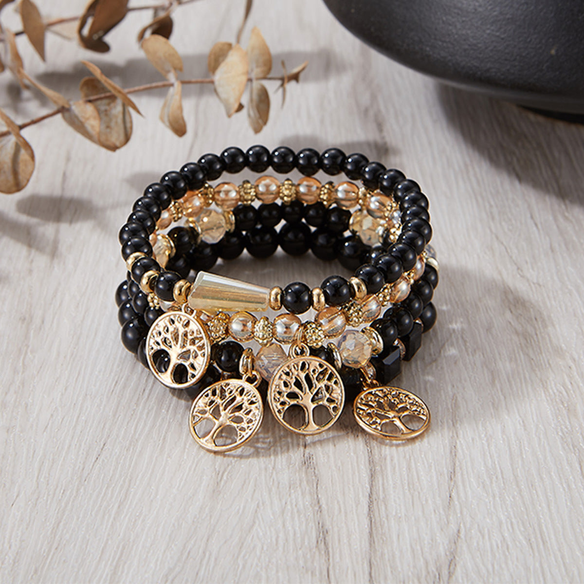 Bohemian Style String Beads Twin Four Bracelets