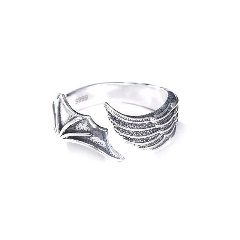 Angels Demons Wings Niche Vintage Open Rings