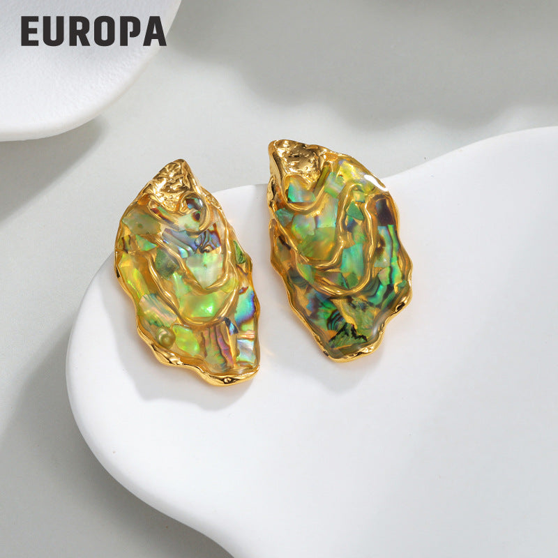Geometric Irregular Abalone Shell Retro Fashion Elegance Chinese Style Design Rings