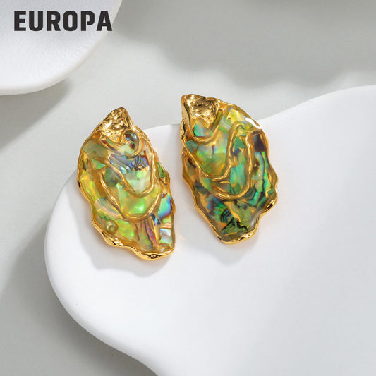 Geometric Irregular Abalone Shell Retro Fashion Elegance Chinese Style Design Rings