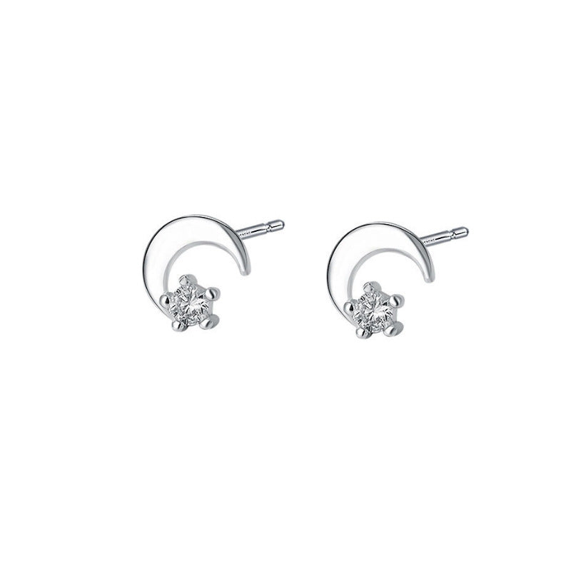 Sterling Sier Simple Star Moon Female Creative Earrings