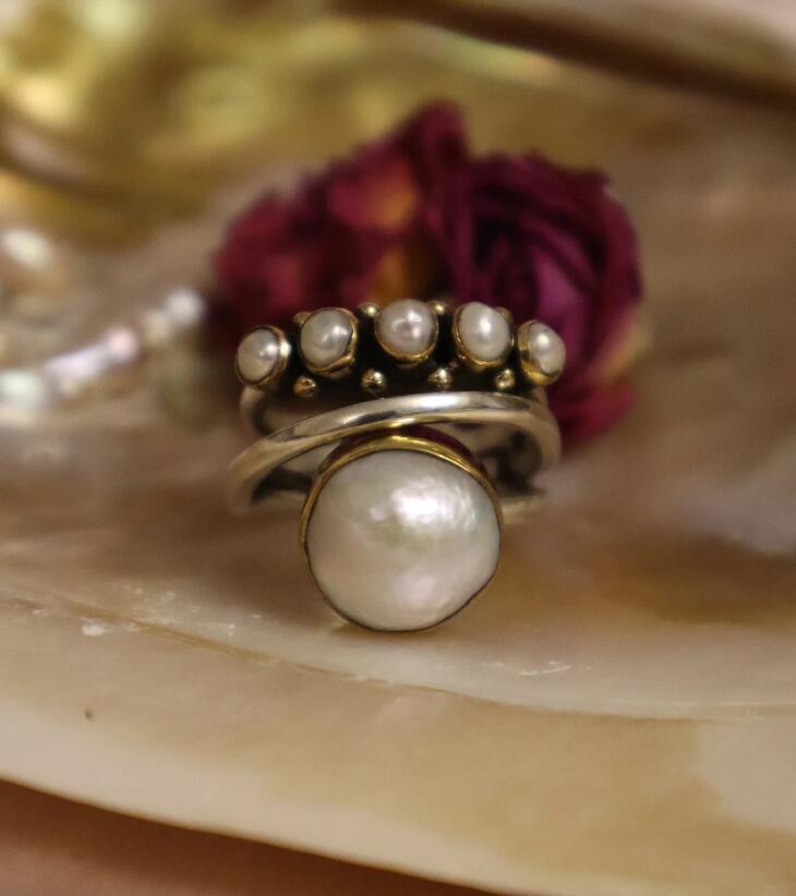 Retro Creative Big Open-end Pearl Fashion Rings