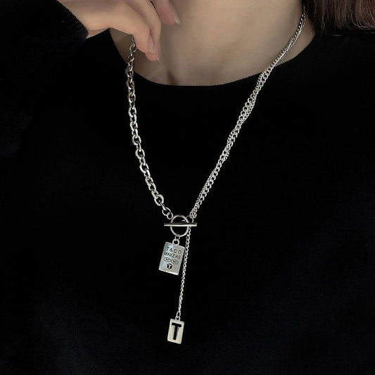 Women's & Men's Long Titanium Steel Trendy Cool Hip Hop Necklace