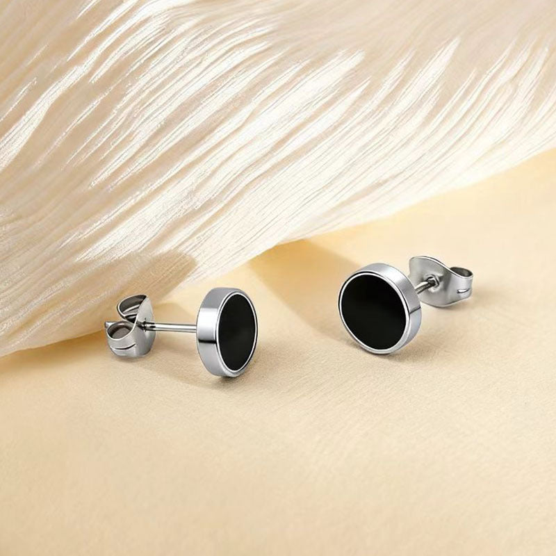 Men's Steel Ear Clip Simple Personality Retro Light Luxury Stud Earrings