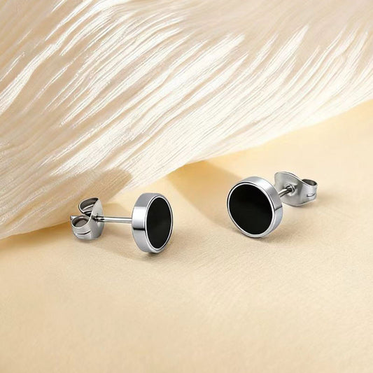 Men's Steel Ear Clip Simple Personality Retro Light Luxury Stud Earrings