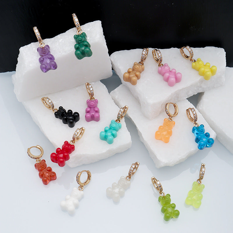 Women's Niche Bear Soft Candy Color Ear Rings