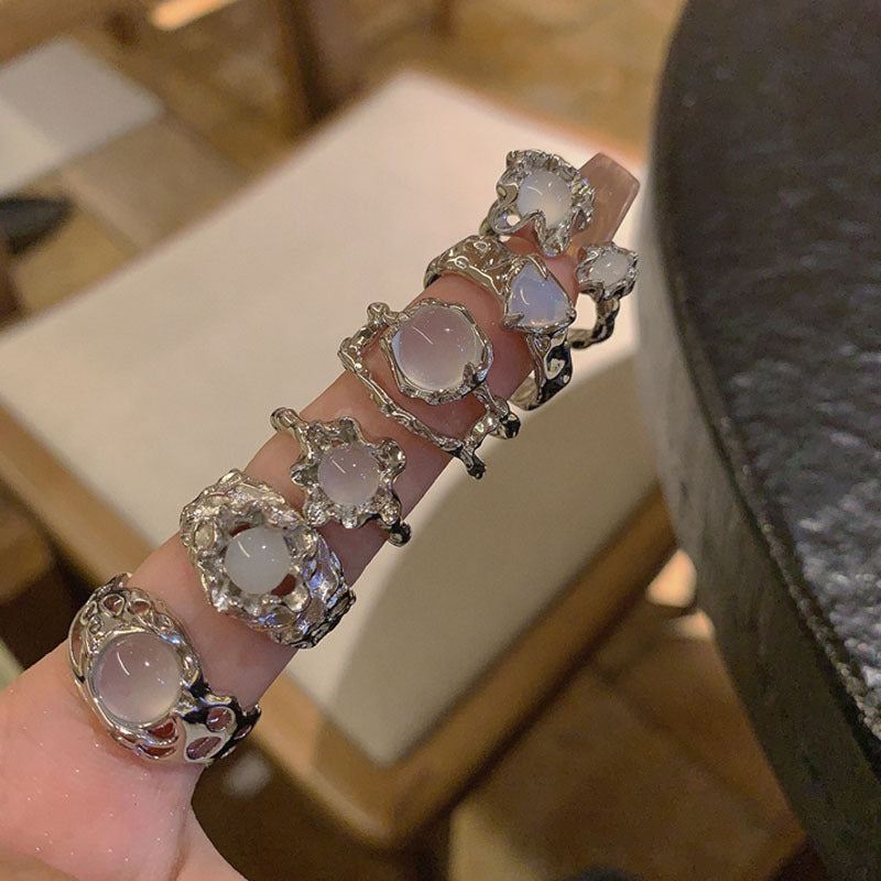Design Cold Style Opal Open Female High-grade Personality Liquid Texture Ring