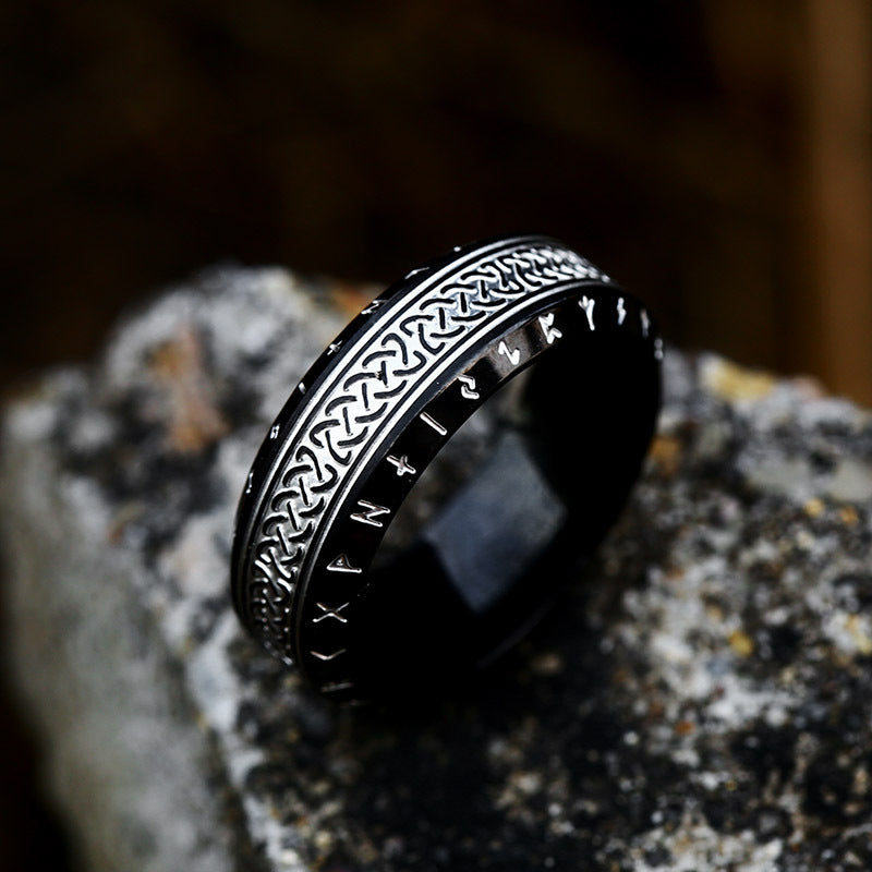 Simple Fashion Stainless Steel Nordic Retro Viking Letter Rings