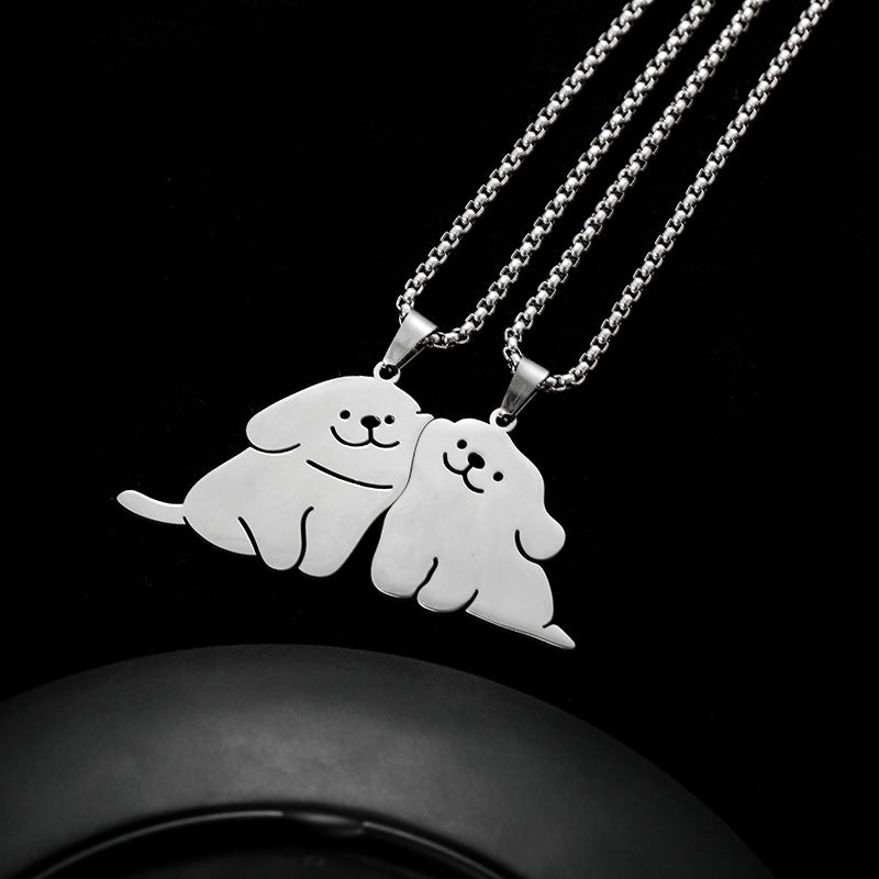 Women's & Men's Hop Cute Puppy Titanium Steel Fashion Girlfriends Necklace