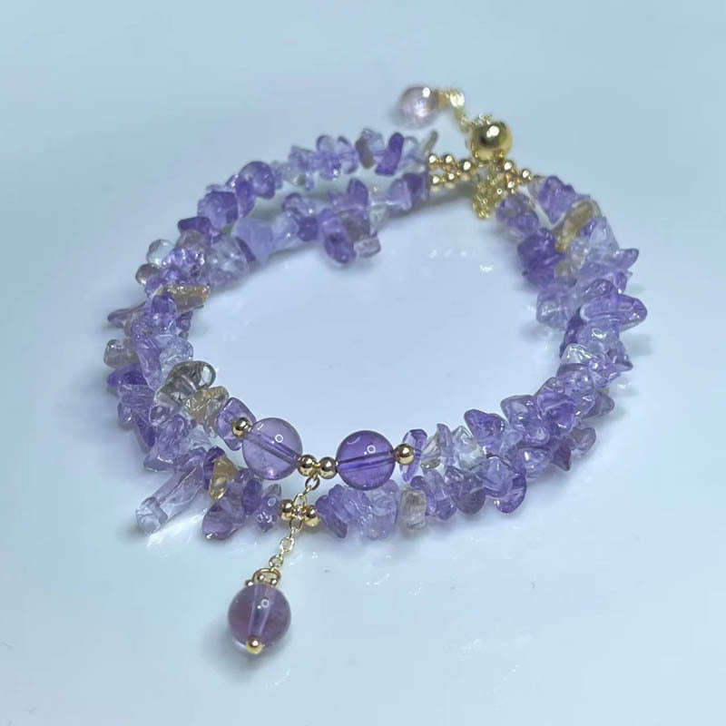 Natural Amethyst Citrine Gravel Double Row Bracelet