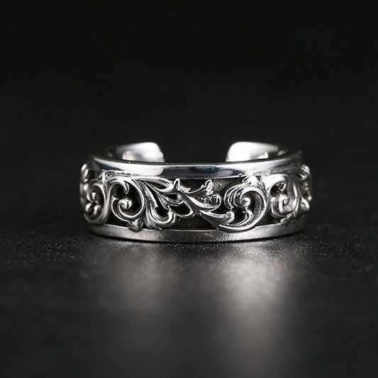 Thai Sier Couple Handmade Gift Vintage Tang Grass Ring