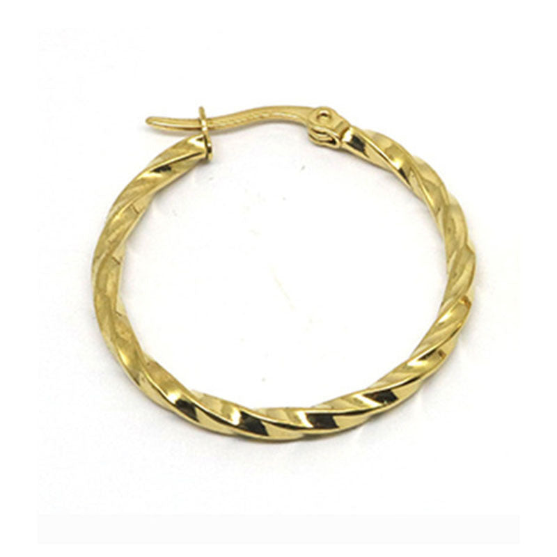 Women's & Men's Fashionable Stainless Steel Twist Big Circle High-grade Trendy Ear Earrings