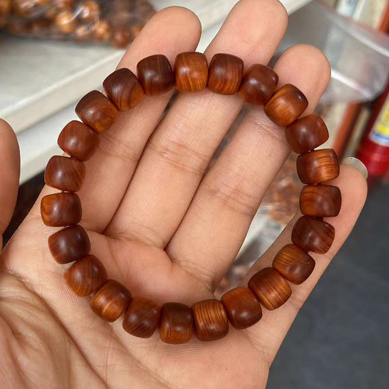 Black Oil High Density Wooden Prayer Beads Gentiana Pattern Bracelet