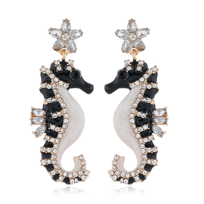 Oil Jeweled Fashion Ocean Style High Earrings