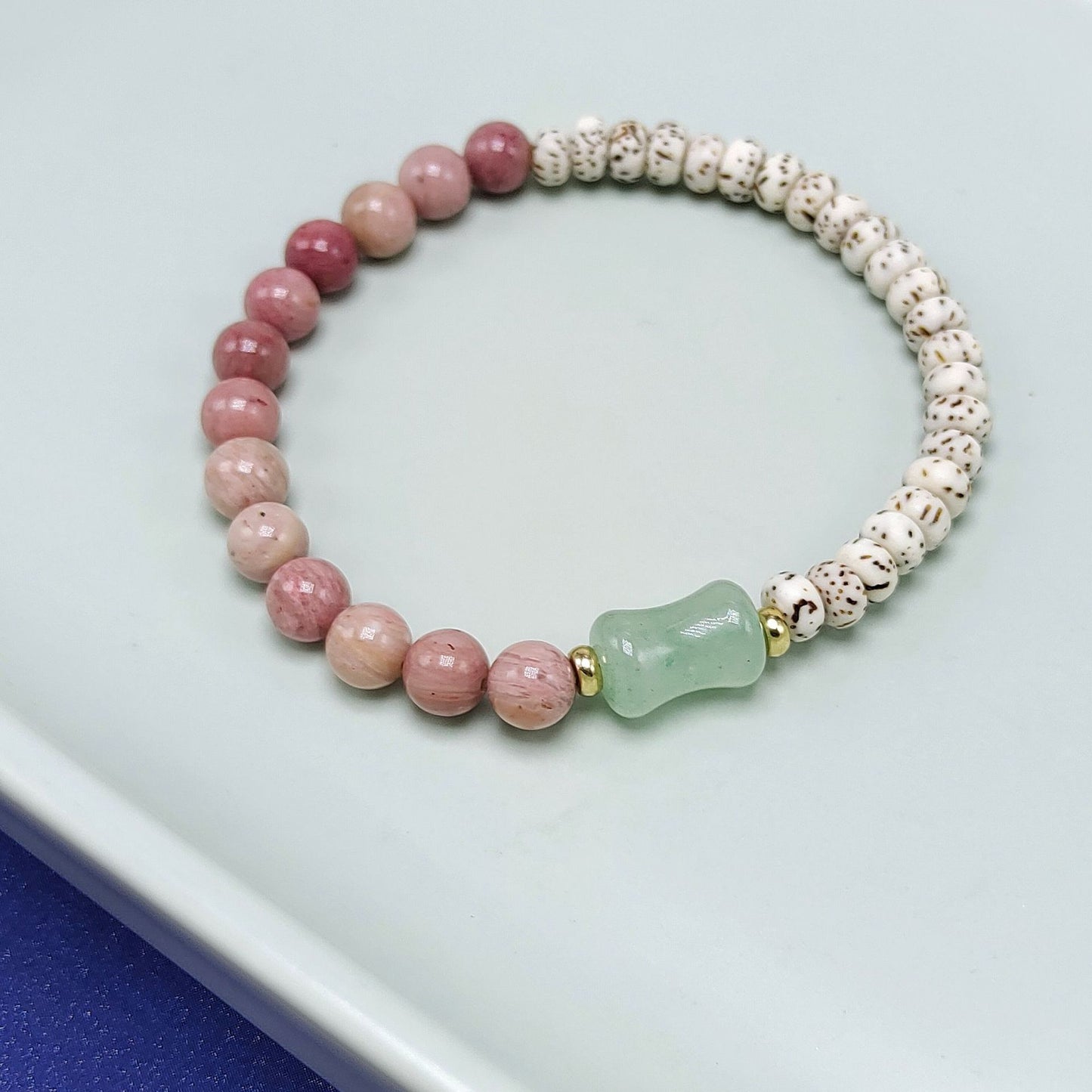 Circle Natural Stone Red Match Pink Bracelet