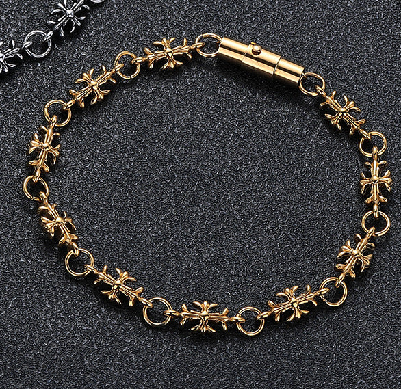 Women's & Men's Vintage Cross Titanium Steel No Fading Niche Unique American High-grade Bracelet
