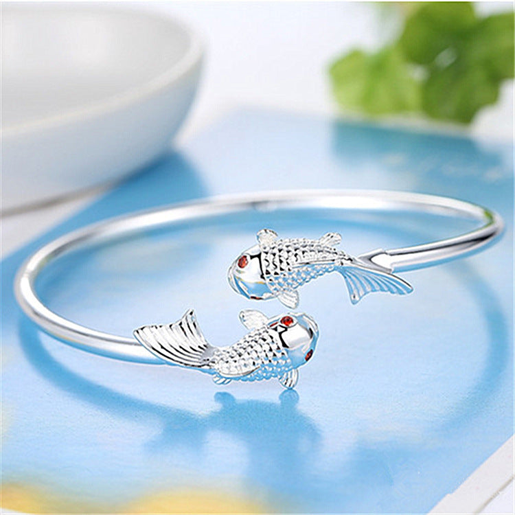 Women's Red Eye Double Fish Version Simple Bracelet