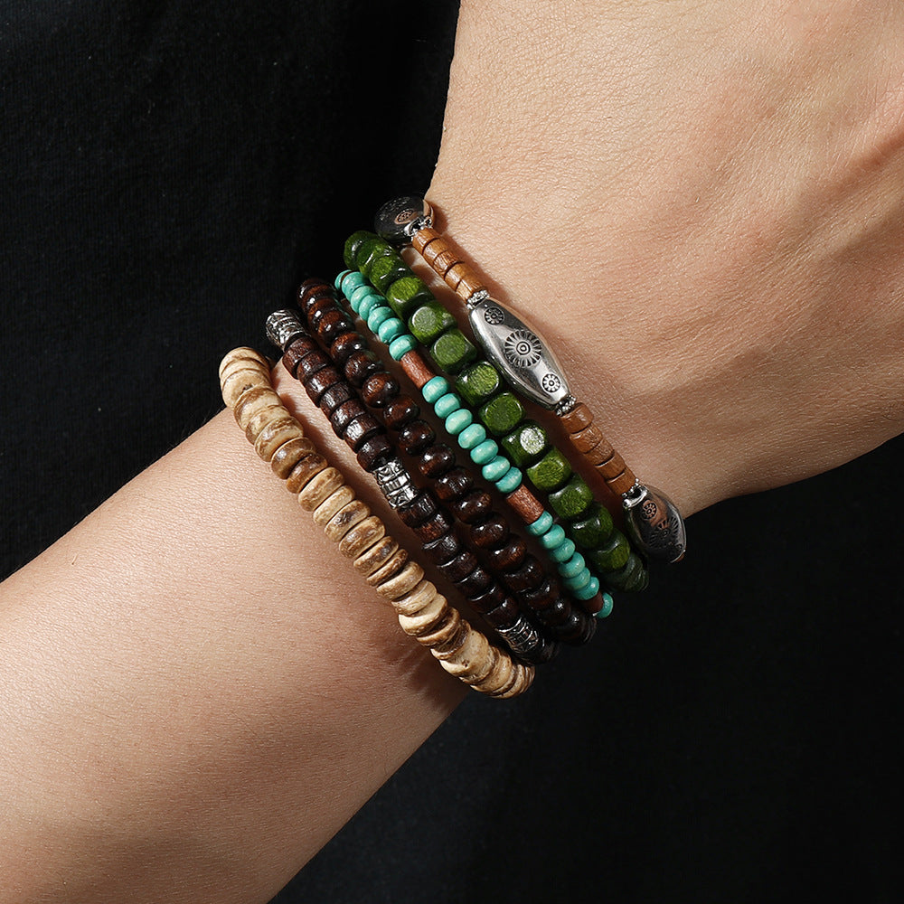 Coconut Shell Alloy Wooden Bead Filament Elegant Fashion Handmade Bracelets