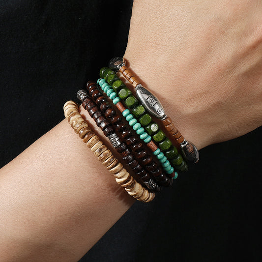 Coconut Shell Alloy Wooden Bead Filament Elegant Fashion Handmade Bracelets