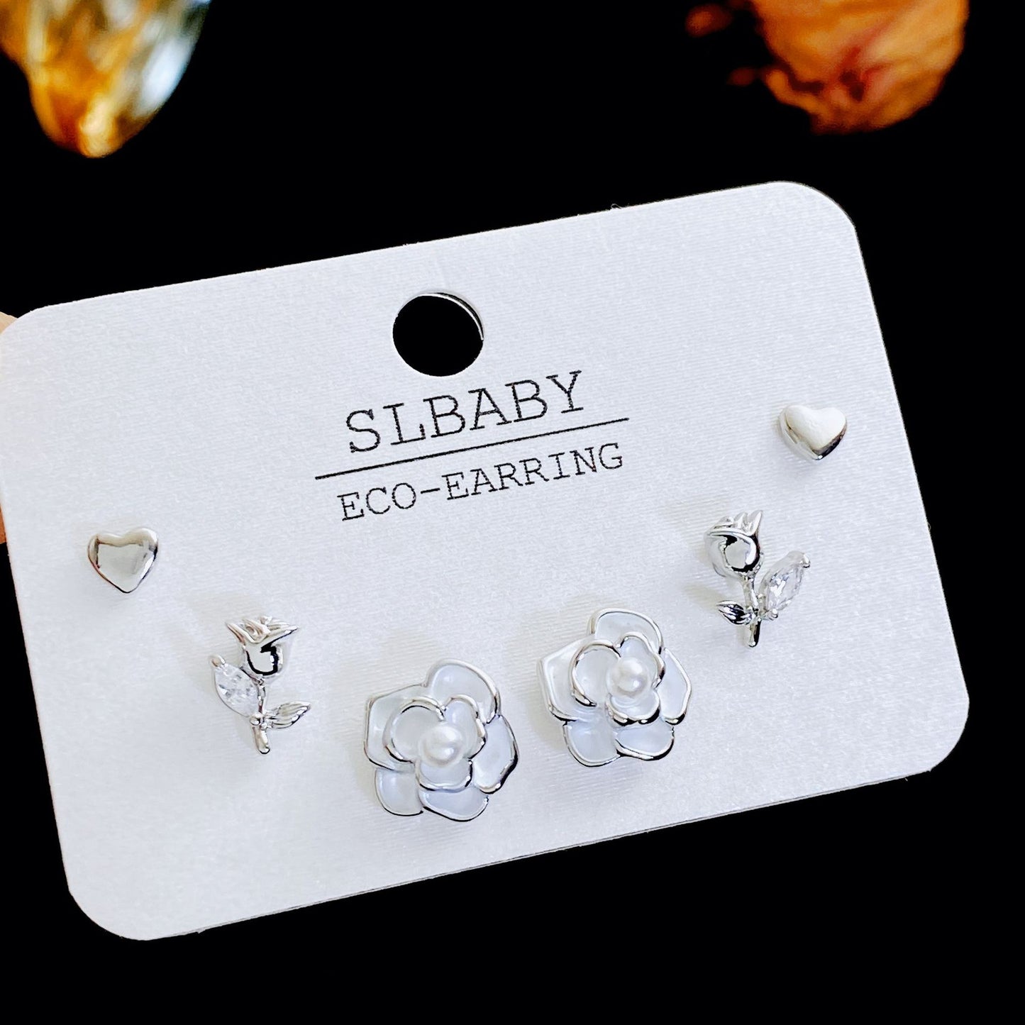 Women's Needle Simple Series Three Pairs Storage Ear Rings