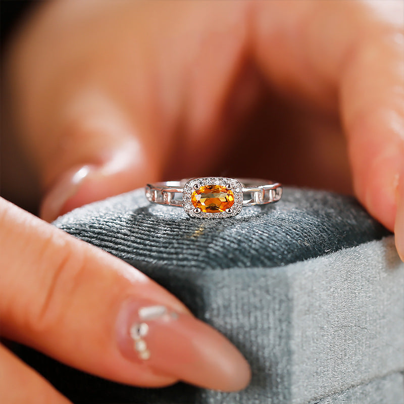 Citrine Advanced Colored Gems Sier Plated Rings