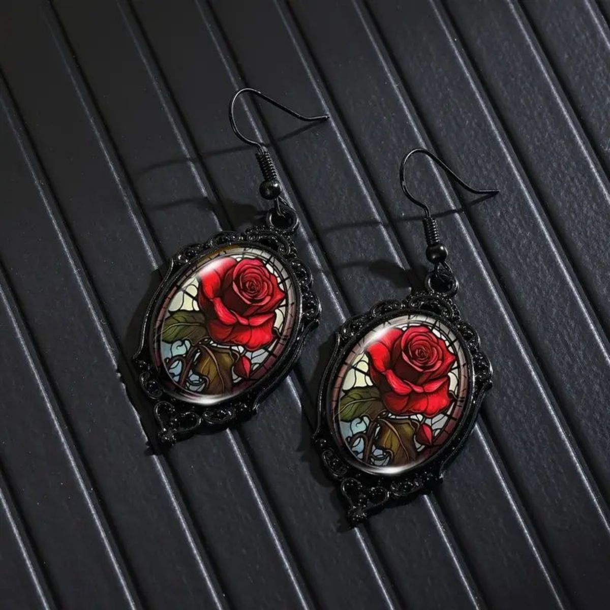 Women's Coffee Billion Ornament Gothic Personality Halloween Oval Earrings