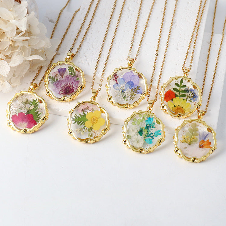 Flower Eternal Real Ornament Transparent Resin Pendants