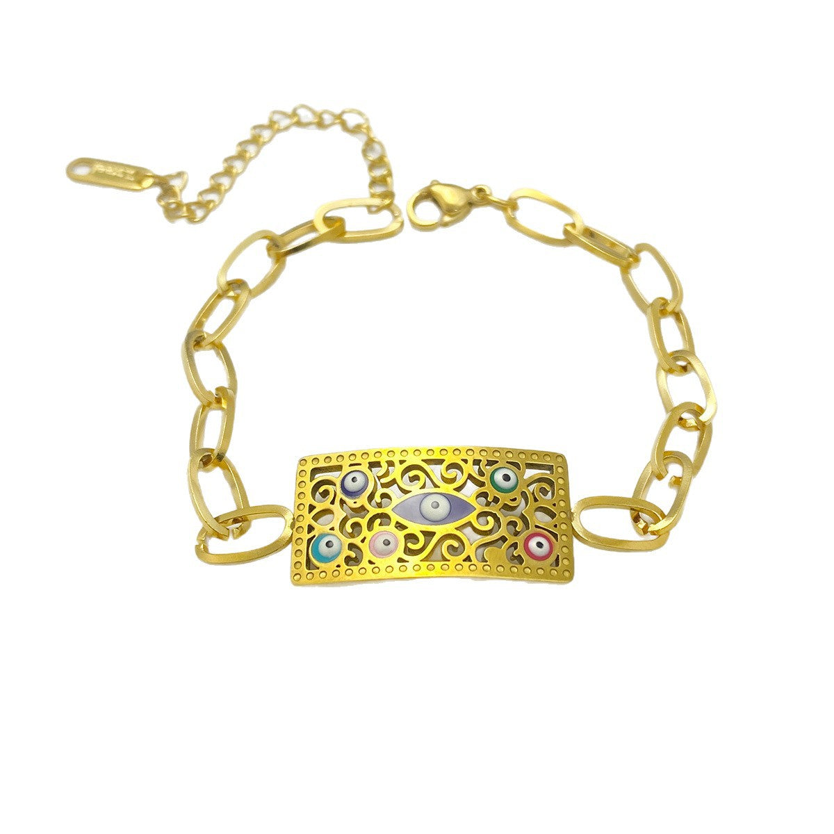 Source Golden Hollow Devil's Eye Square Retro Ethnic Style Bracelet