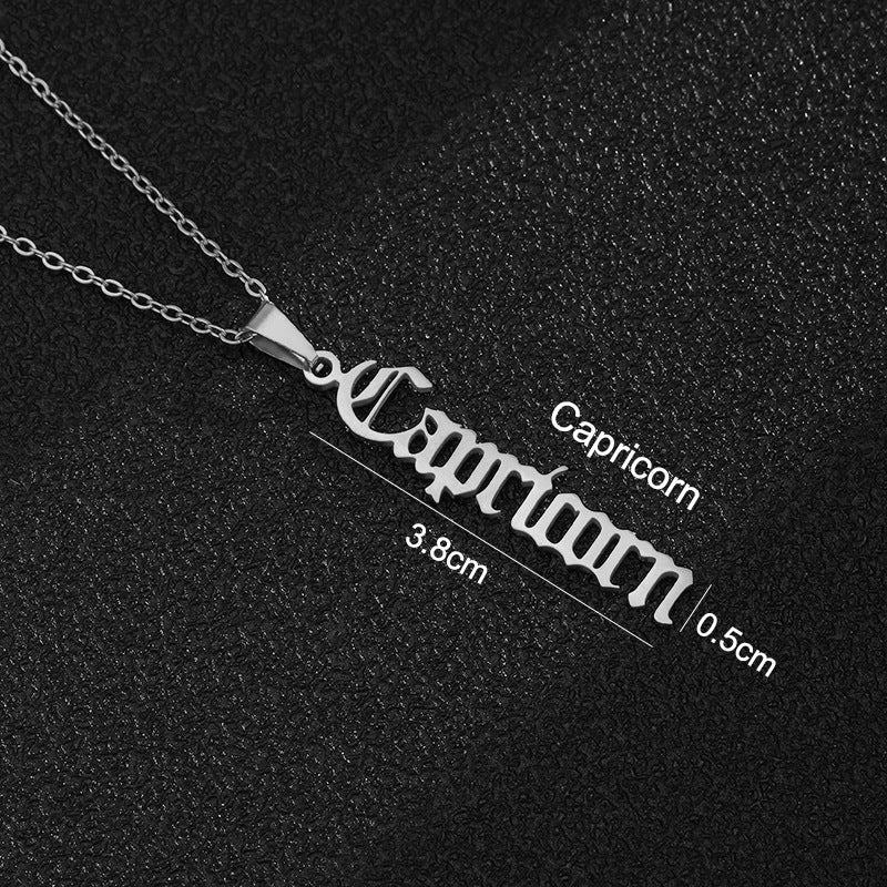 Women's & Men's Constellations Stainless Steel English Letters Titanium Clavicle Pendants