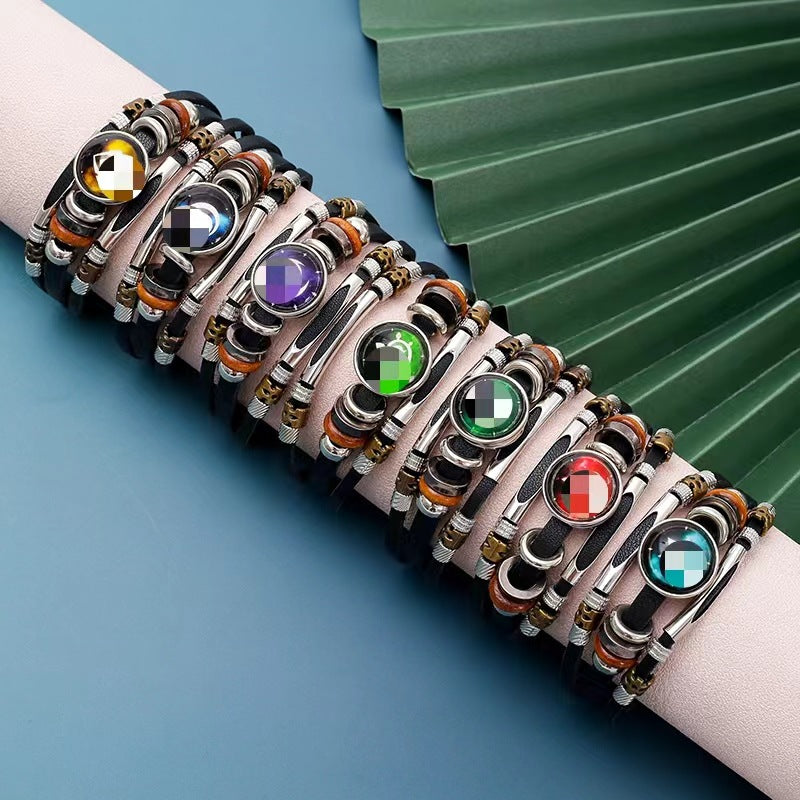 Men's Korean Element Luminous Fashion Alloy Snap Button Bracelet