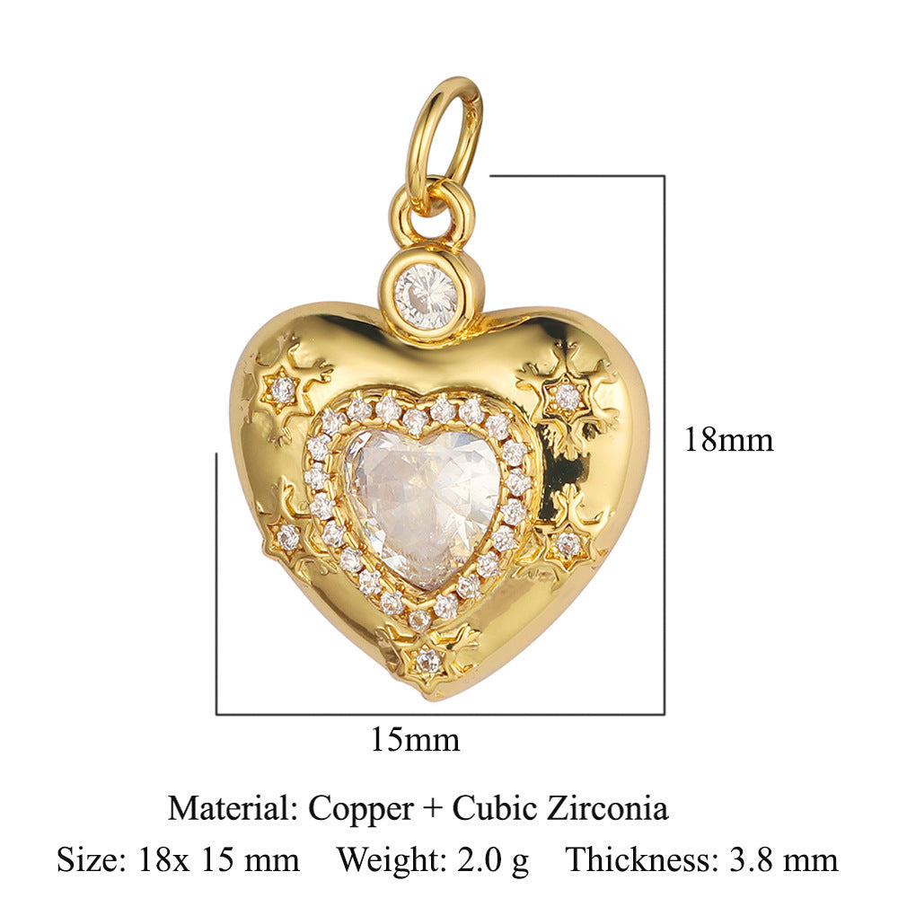 Key Lock Copper Zircon Dark Pattern Pendants