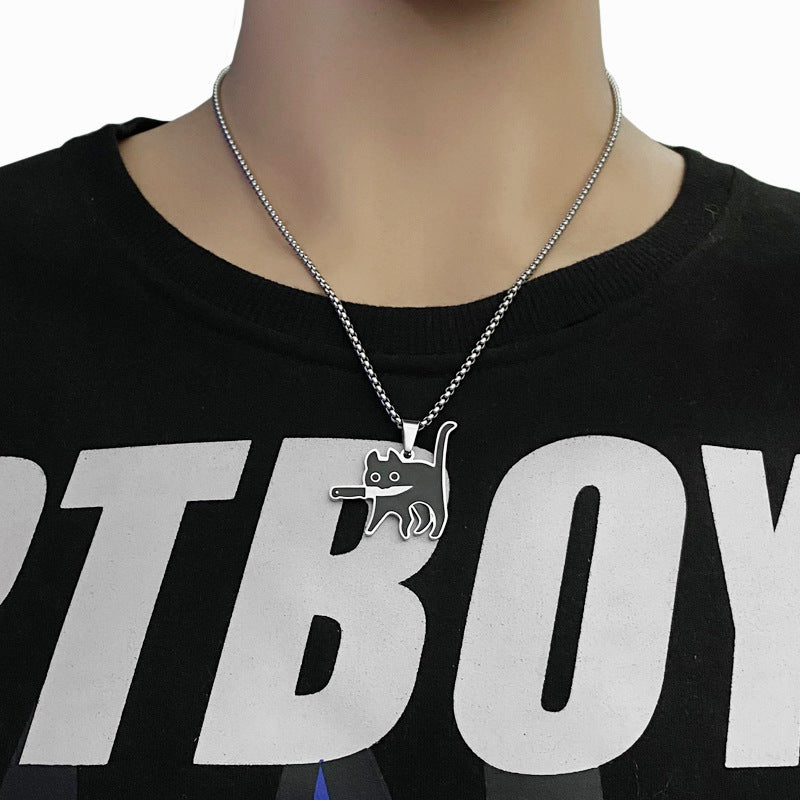 Knife Cat Cute Style Female Trendy Necklaces