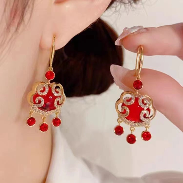 High-grade Chinese Style Trendy Elegance Red Earrings