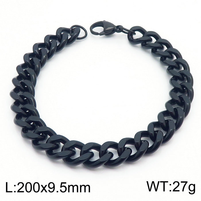 Men's Fashion Side Flat Chain Stainless Steel Bracelets