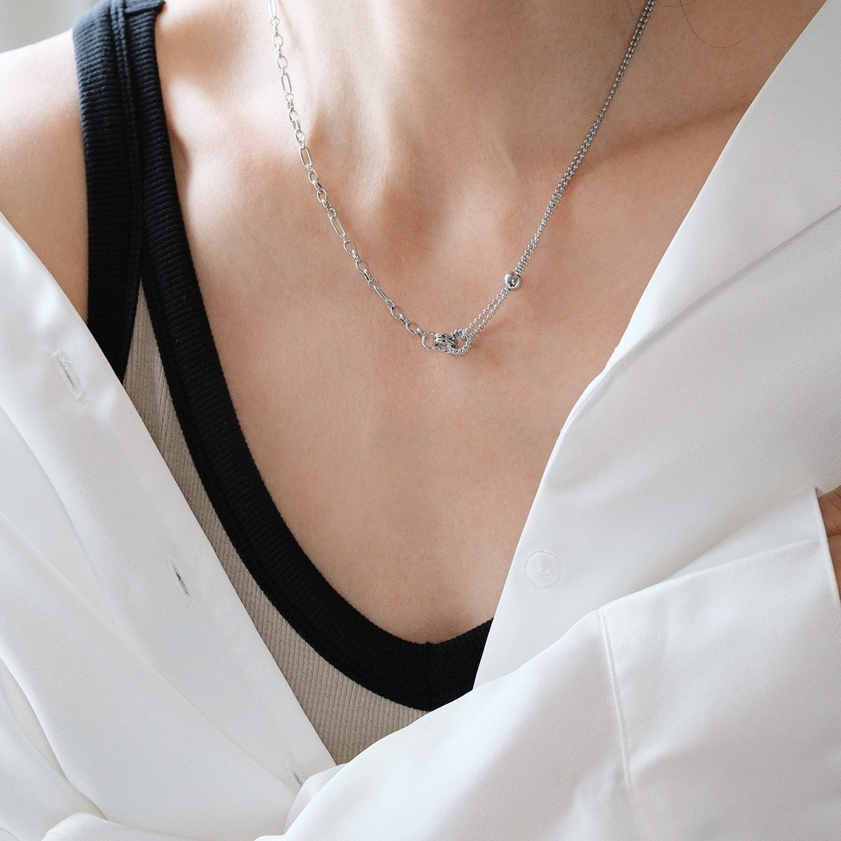 Steel Clavicle Chain Style Neutral Twist Necklaces