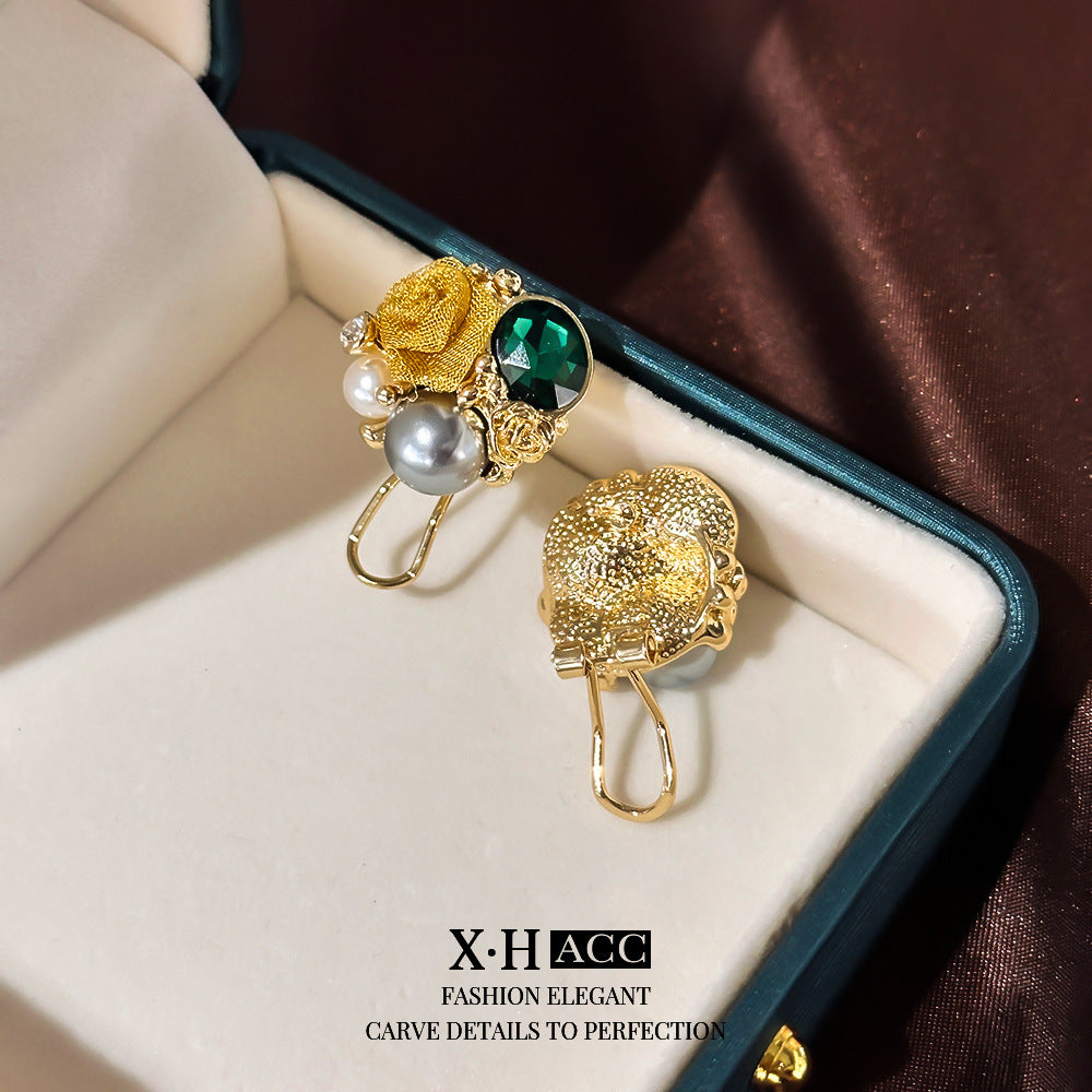 Elegant Graceful Rose Crystal French Romantic Retro Flower Rings