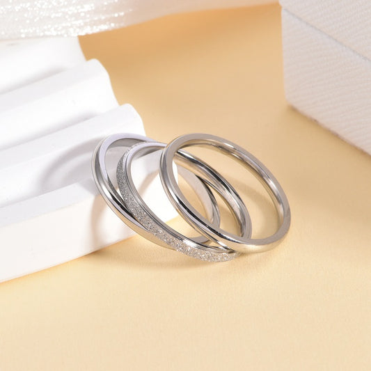 Style Frosted Twin Index Finger Tail Pressed Sand Titanium Rings