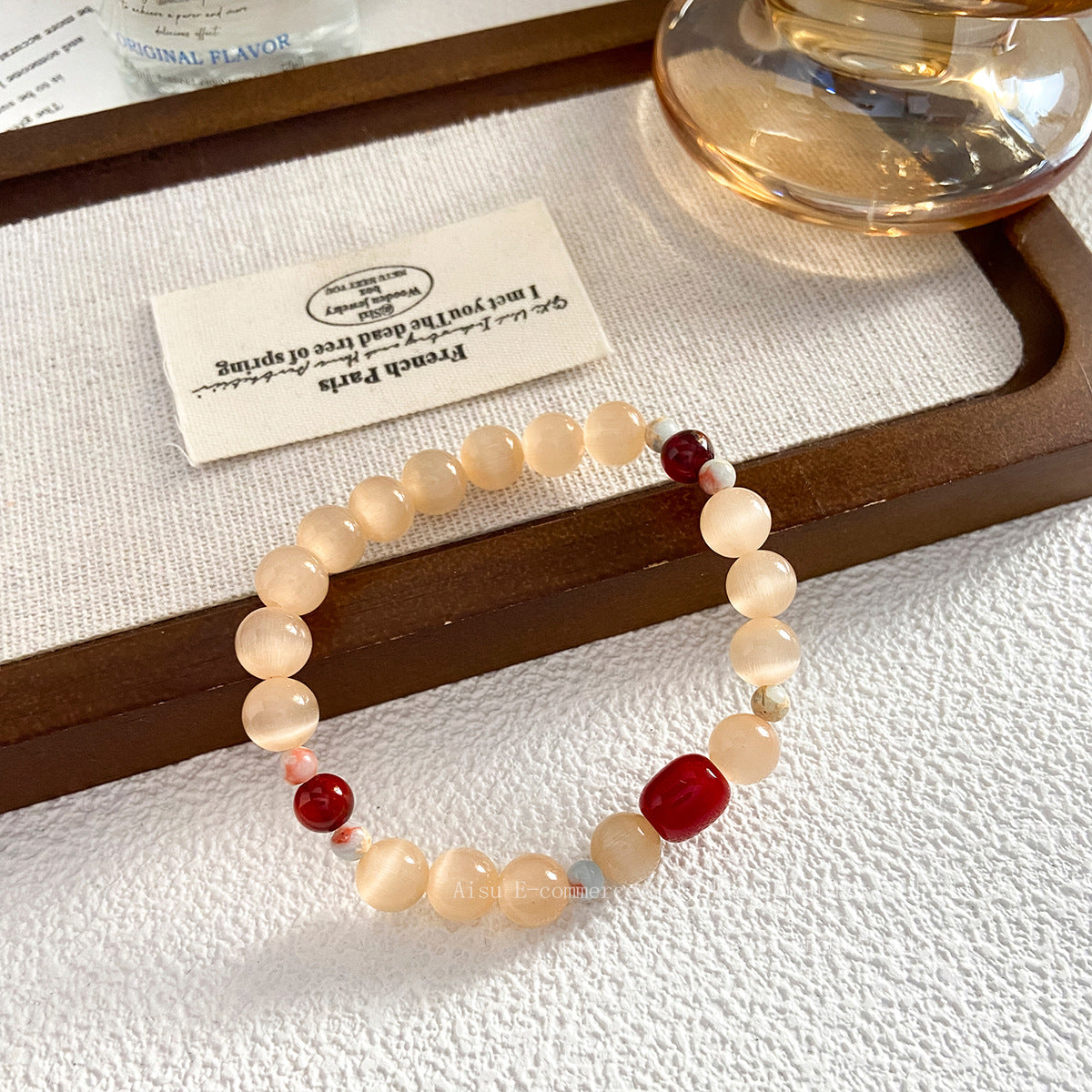 Style Cat Eye Beads Red Agate Good-looking Light Luxury Minority Bracelet