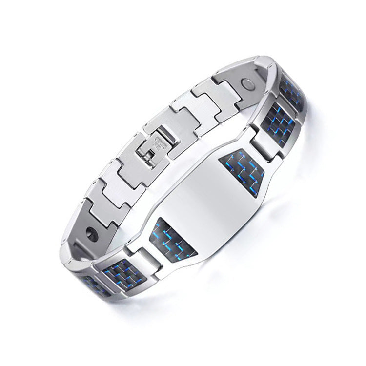Men's Titanium Steel Gold-plated Carbon Fiber Magnet Bracelets