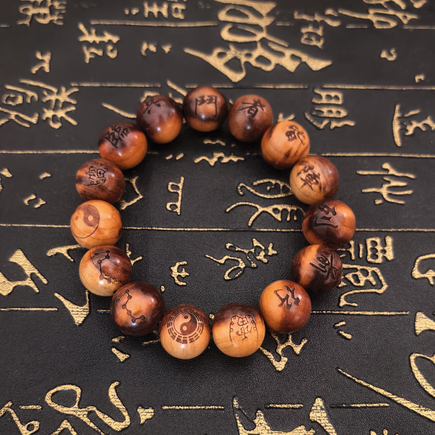 Thunder Wood Peach Nine Words Real Spade Cross Sky Sutra Bracelet