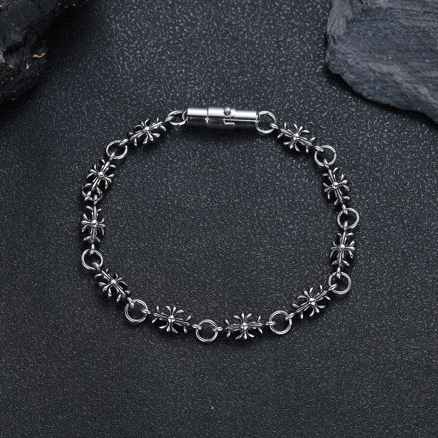 Women's & Men's Vintage Cross Titanium Steel No Fading Niche Unique American High-grade Bracelet