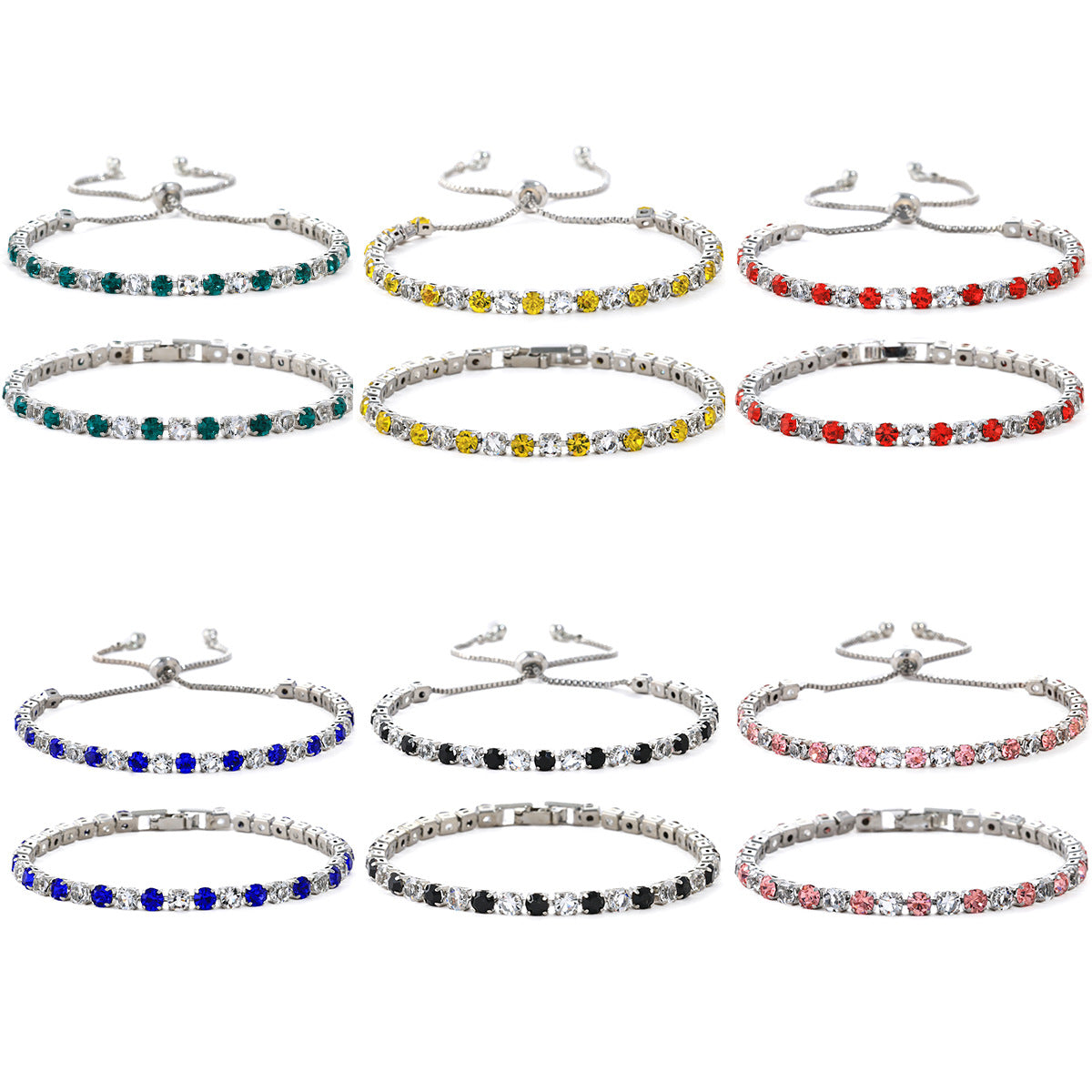 Women's Fashion Color Zircon High-grade Light Luxury Tennis Bracelet