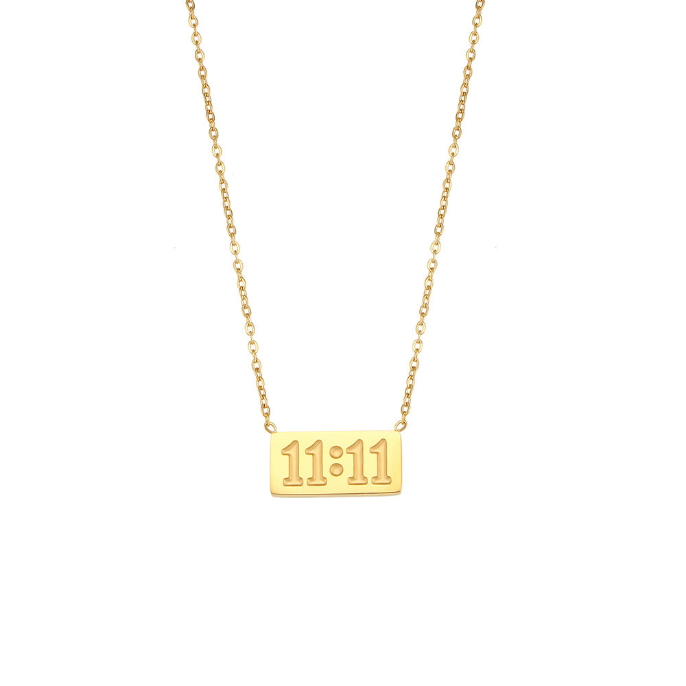 Simple Stainless Steel Gold-plated Letter Box Necklaces