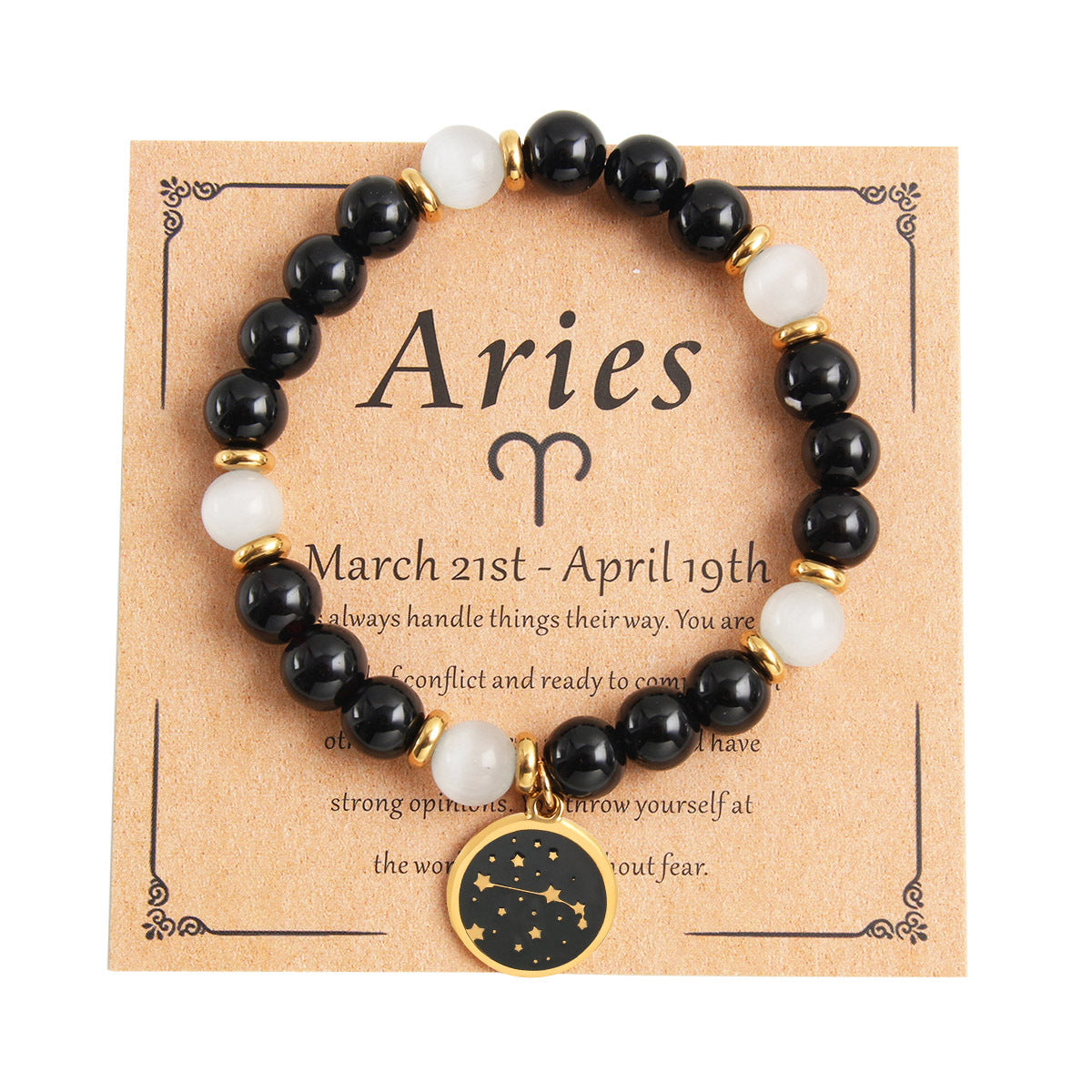 Beaded With Card Round Stainless Steel Gold Plated Drop Oil Bracelets