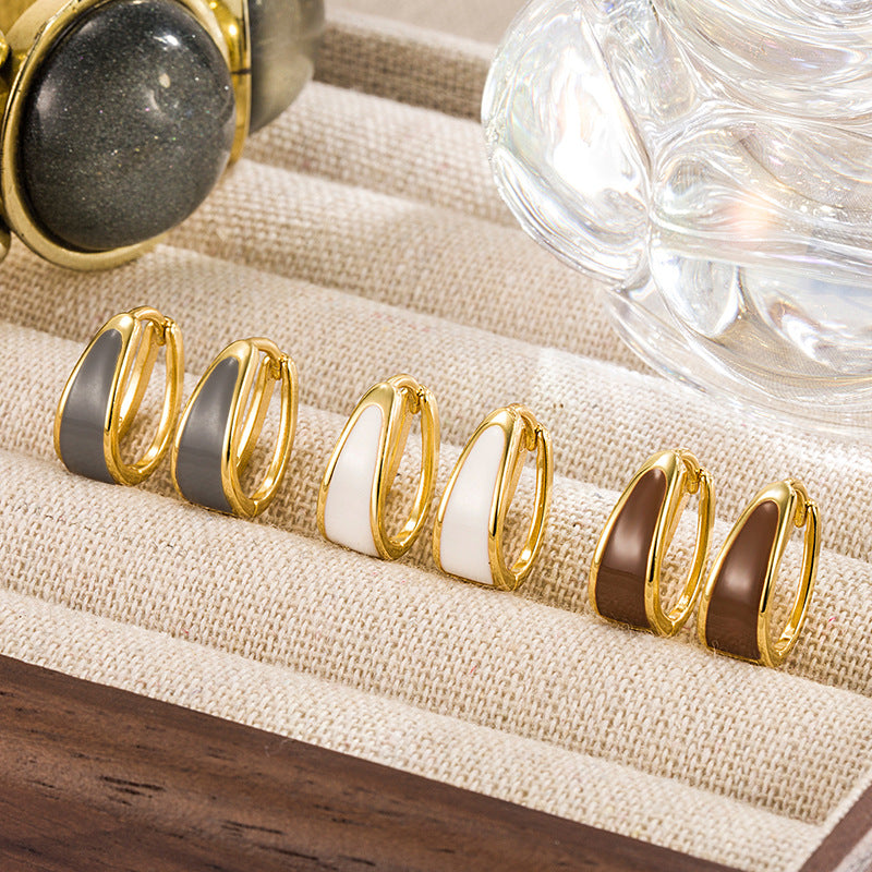 Dripping Curved Clip Circle French Style Ear Buckle