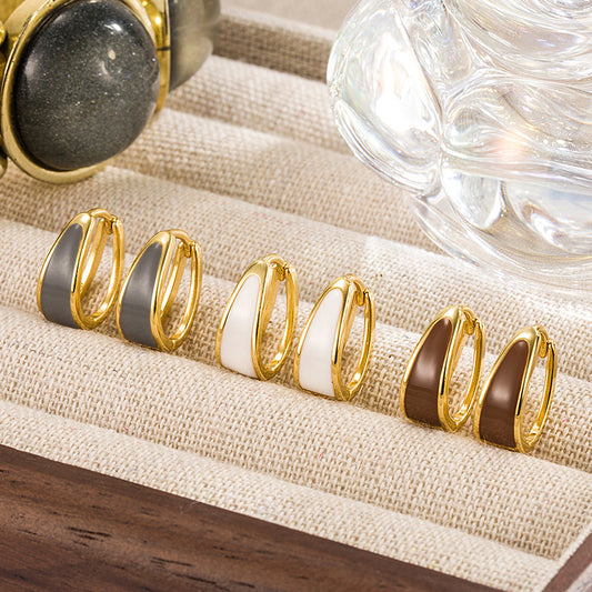 Dripping Curved Clip Circle French Style Ear Buckle