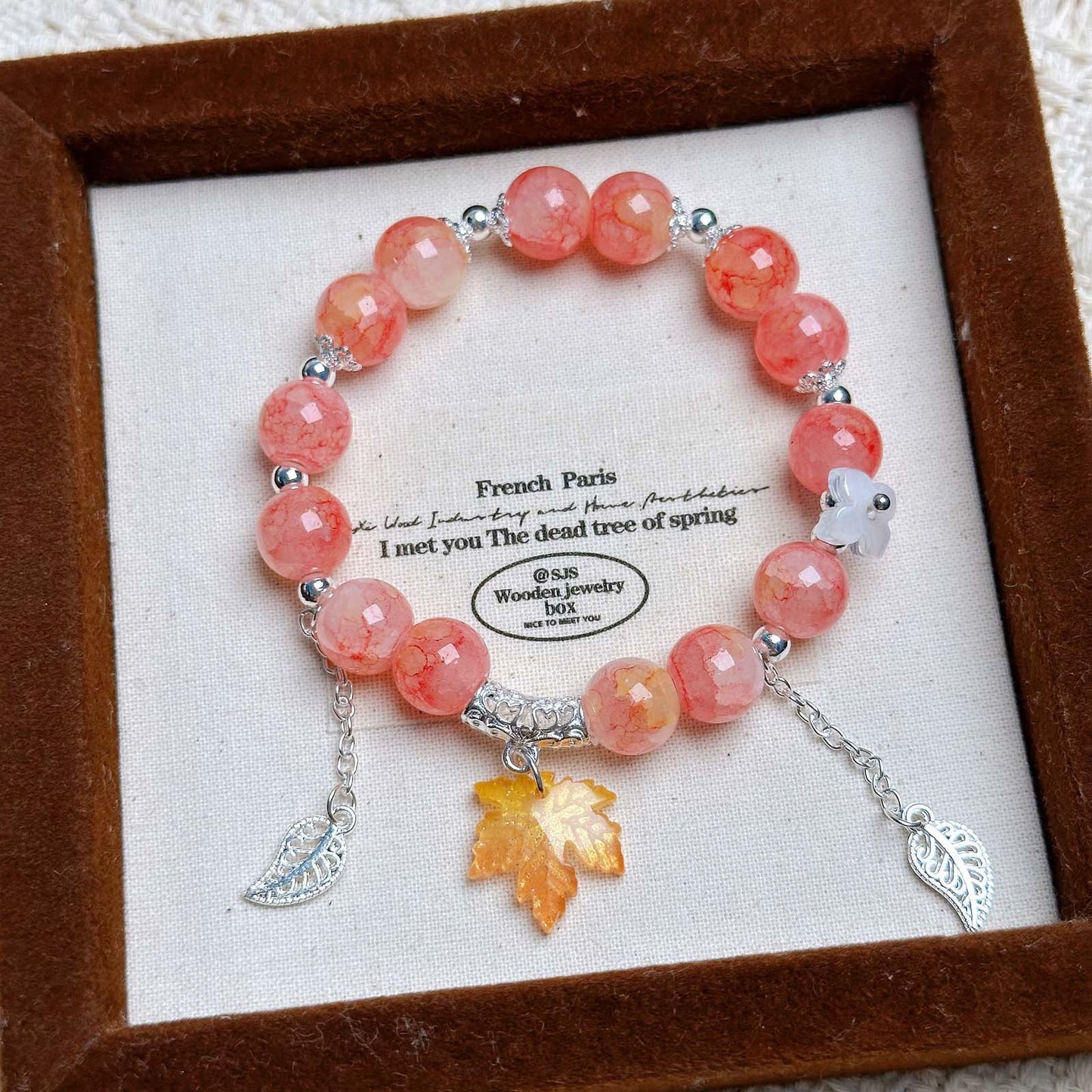 Crystal Tassel Maple Leaf Niche Fairy Ink Beads Small Bracelets