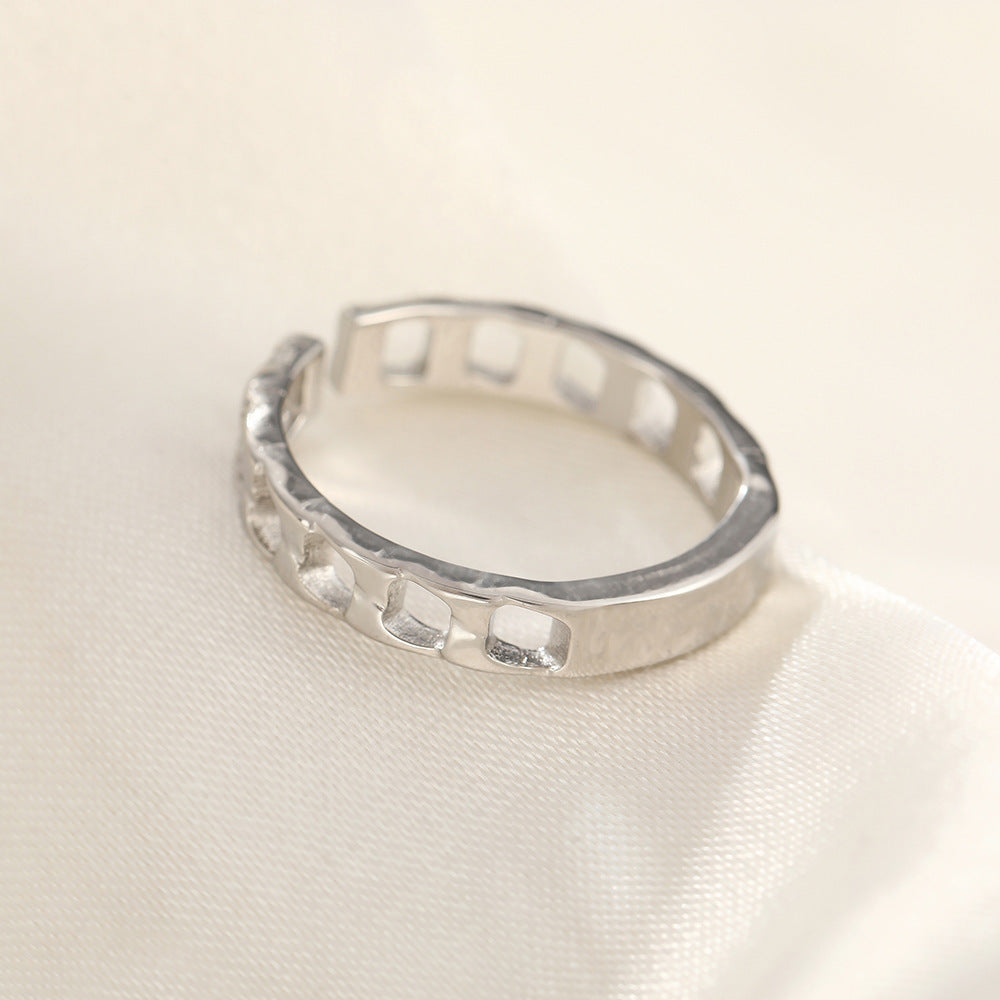 French Style Open Mouth Cold Stainless Steel Personality Special Interest Ring